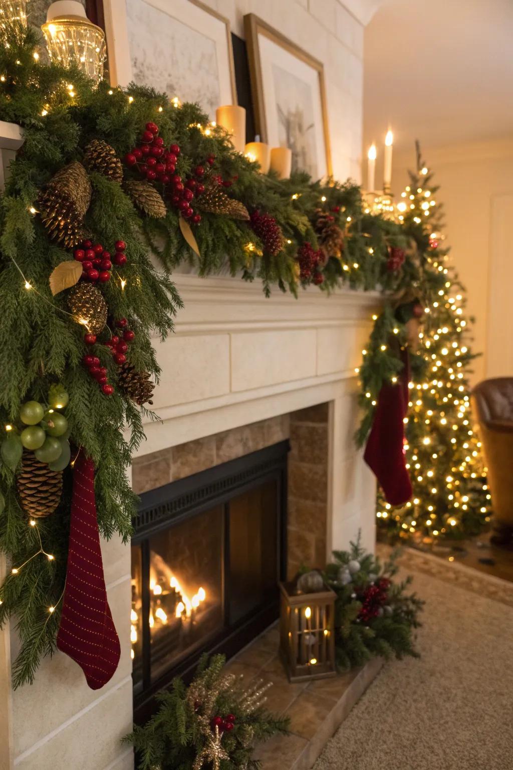 Create a lush and festive atmosphere with garlands that sparkle with holiday magic.