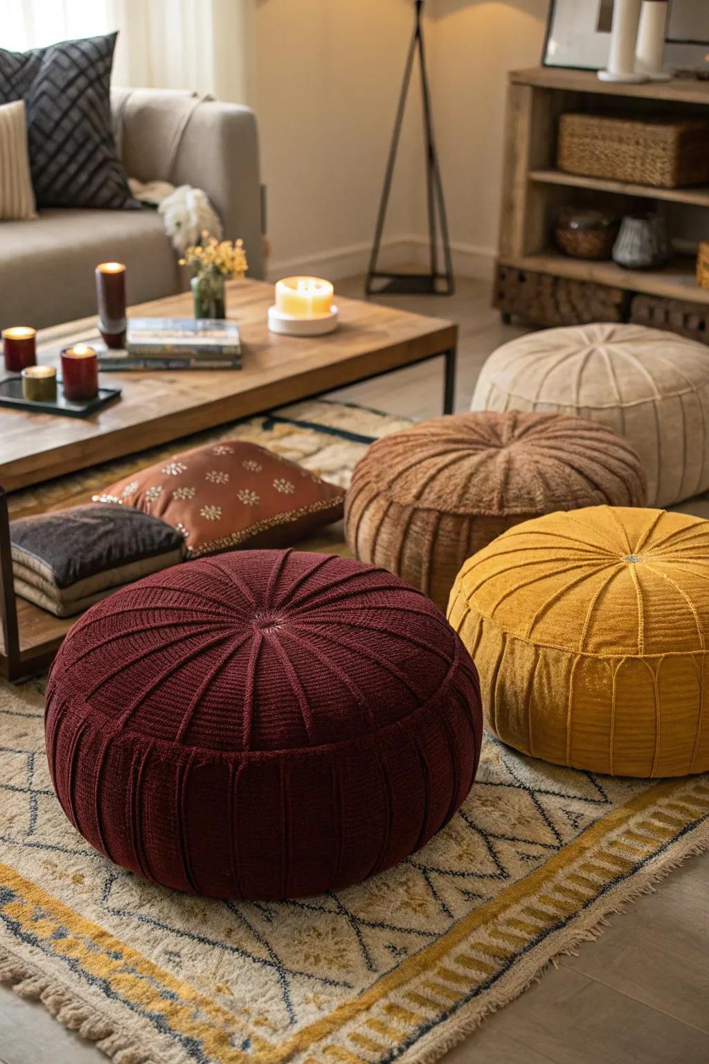 Dive into comfort with versatile floor cushions that bring warmth and style to any space.