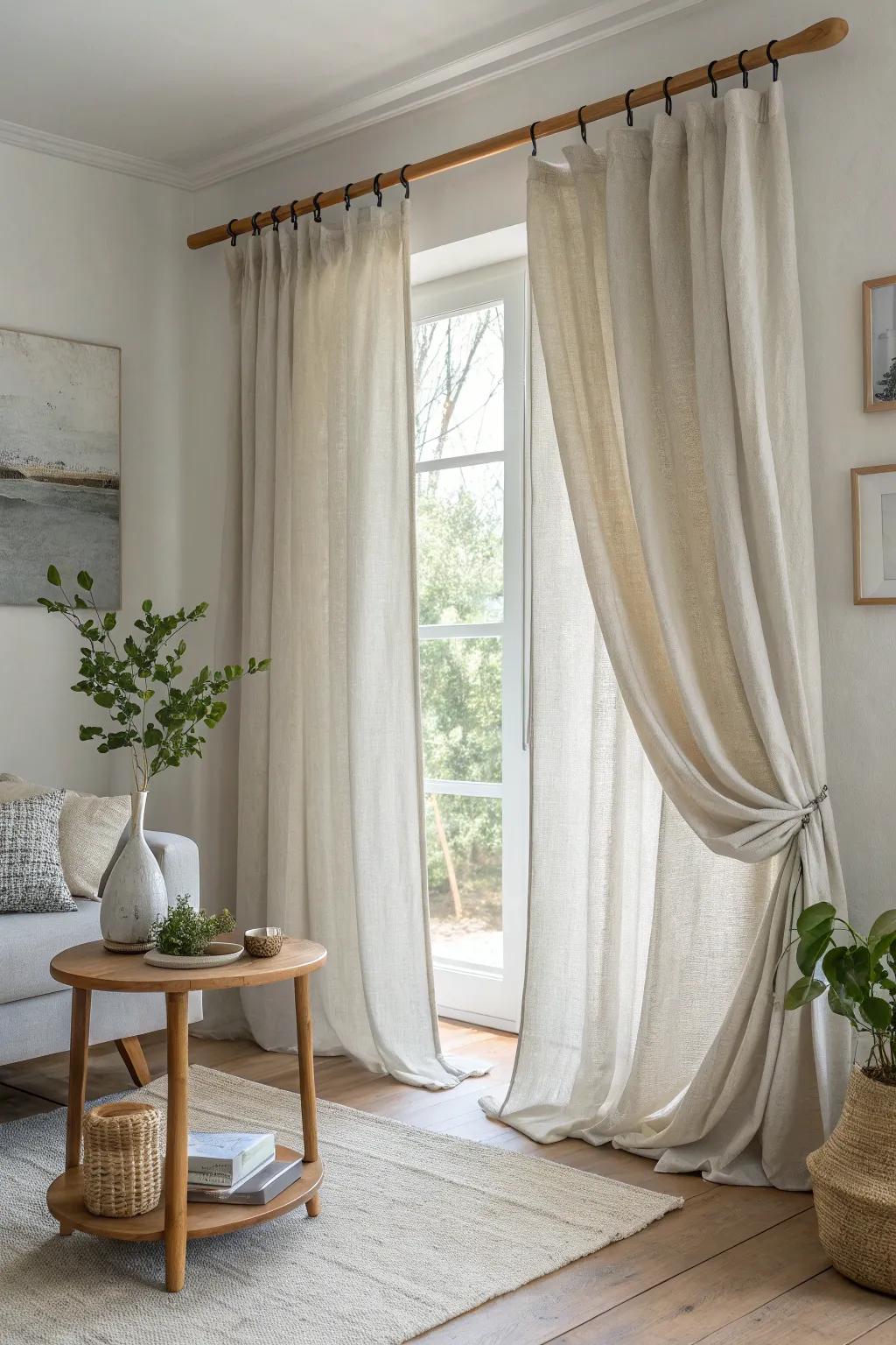 Create a timeless elegance with swag draping that adds a graceful touch to any room.