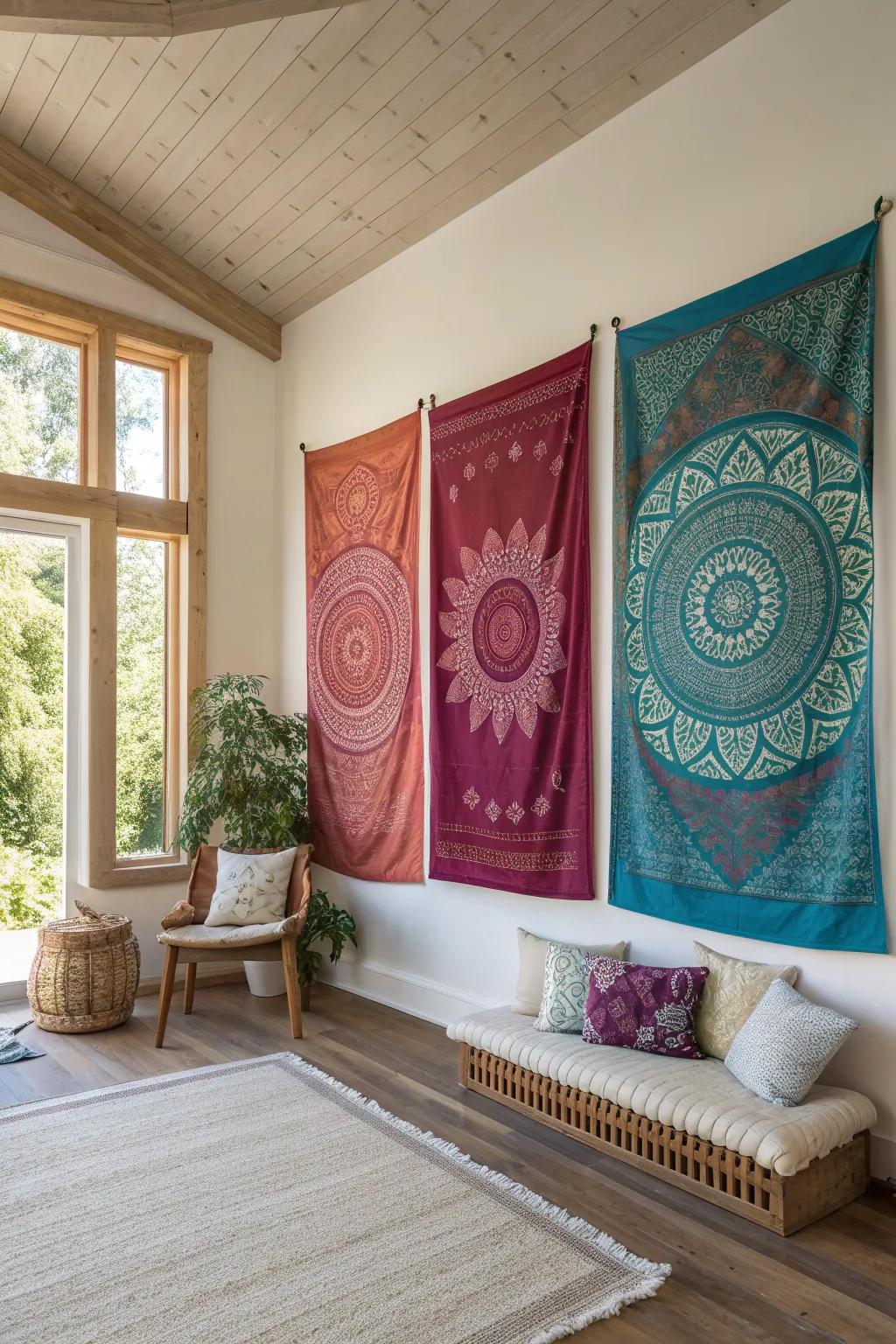 Elevate your room's style with bold fabric panels that add a splash of color and sophistication.