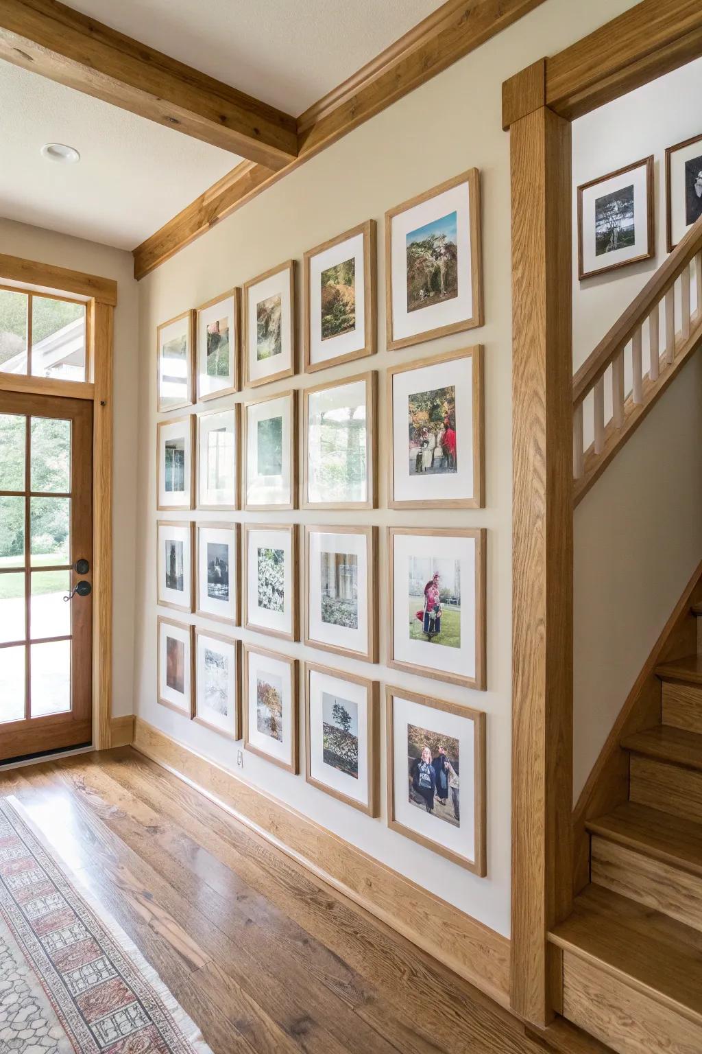 Achieve a timeless elegance with a classic grid gallery wall, where organization meets style.