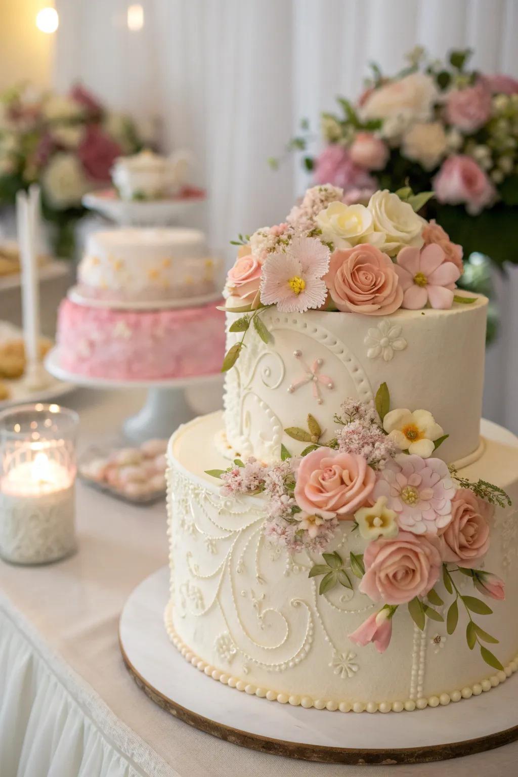 Bring the beauty of nature to your cake with elegant floral designs that mesmerize guests.