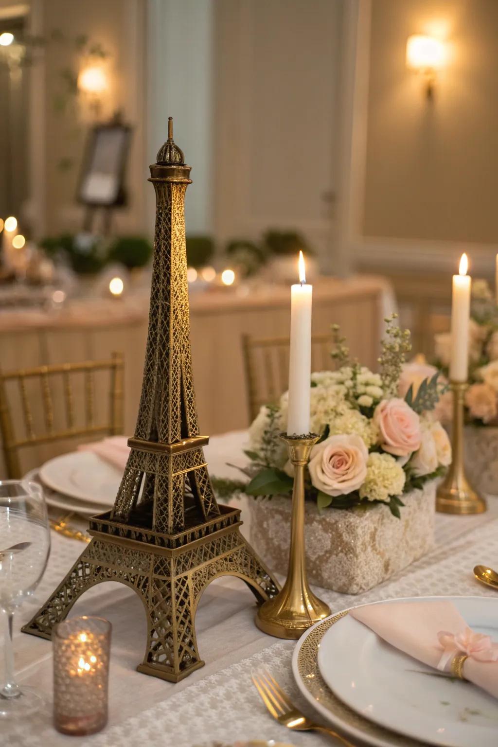 Eiffel Tower centerpieces set the scene for a Parisian adventure. 🌹 #ParisianStyle #HomeDecor