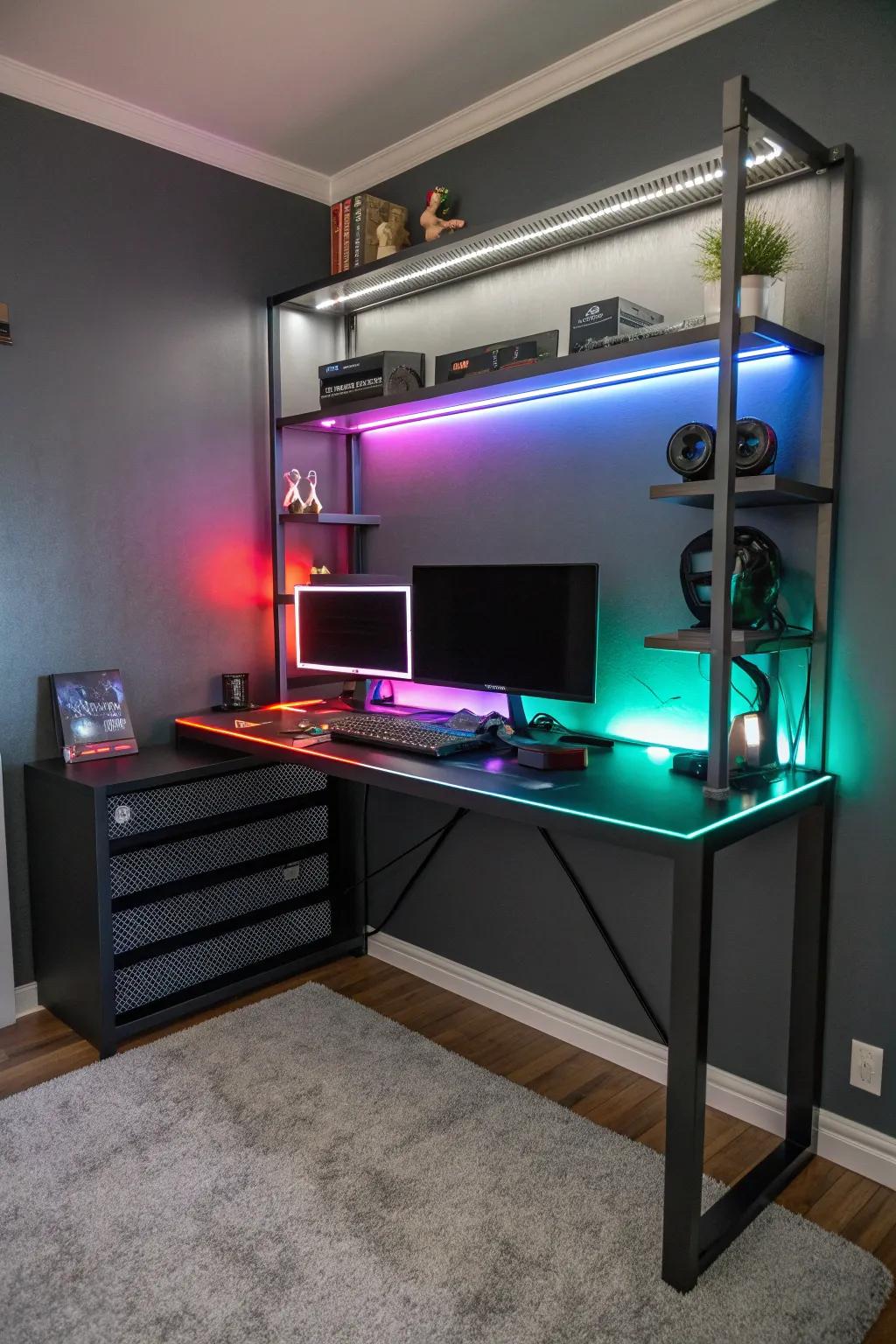 Light up your gaming world with vibrant RGB lighting for an immersive experience.
