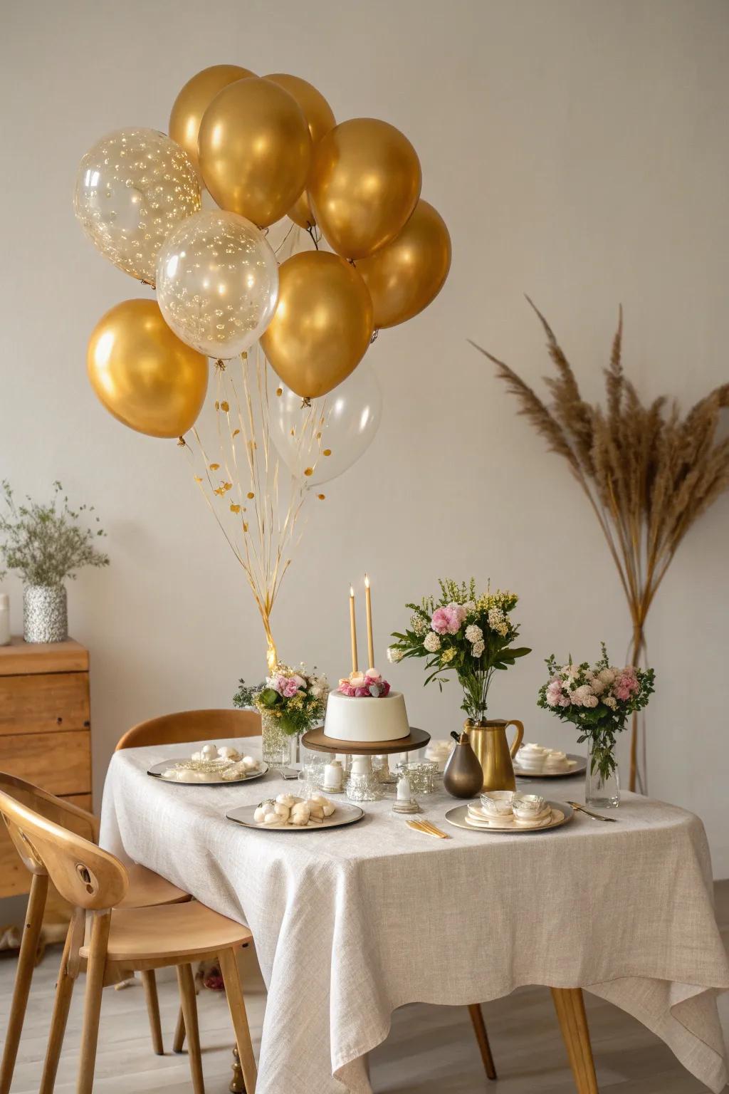 Turn your party into a golden dream with elegant decorations that sparkle and shine. #GoldDecor #PartyInspiration