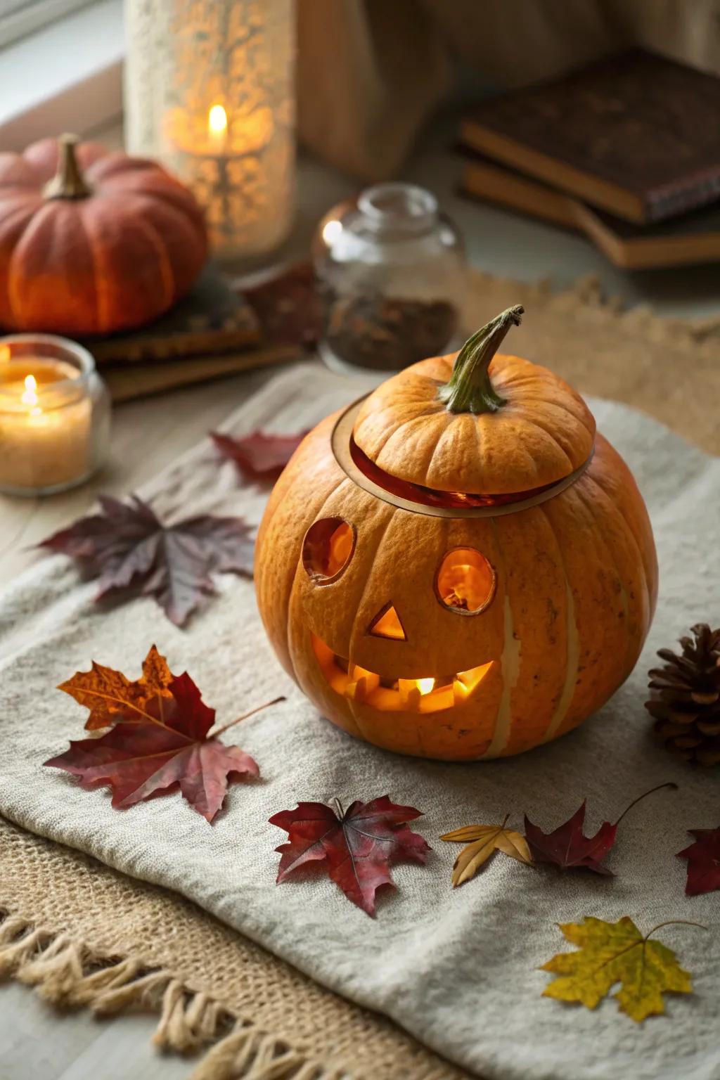 Illuminate your tip jar with a glowing Jack-o'-Lantern that captivates and collects!