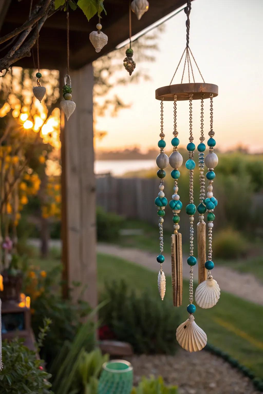 Let the gentle melodies of wind chimes transform your garden into a peaceful sanctuary. #GardenDecor #OutdoorLiving
