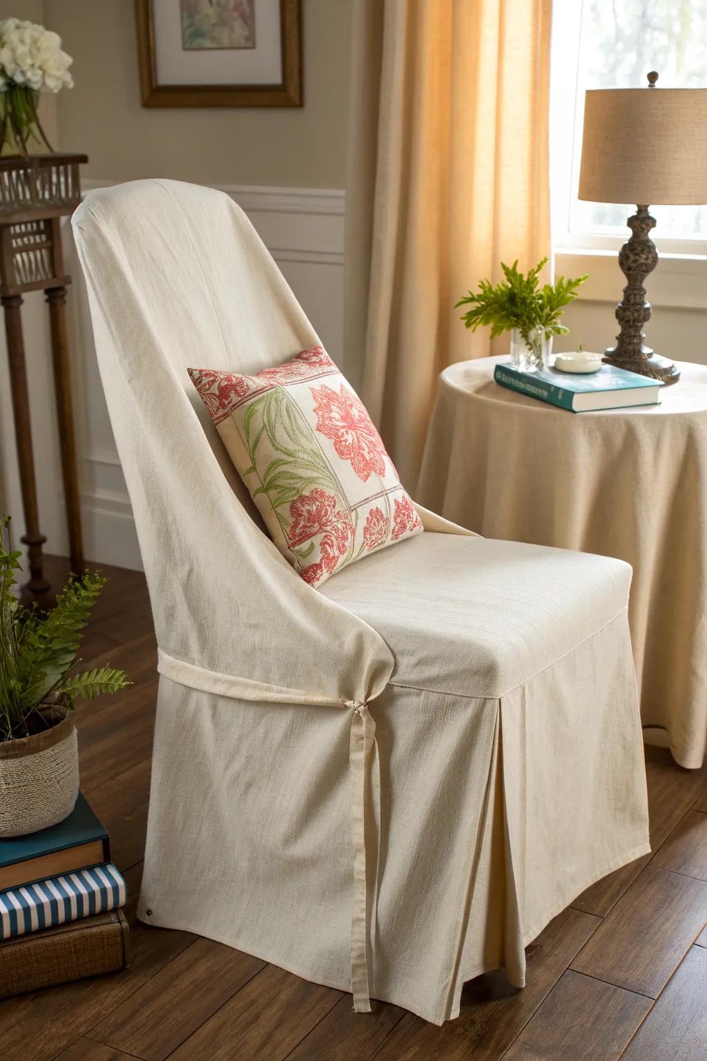 Effortlessly chic, these fabric drapes add a pop of color and style to your dining area.