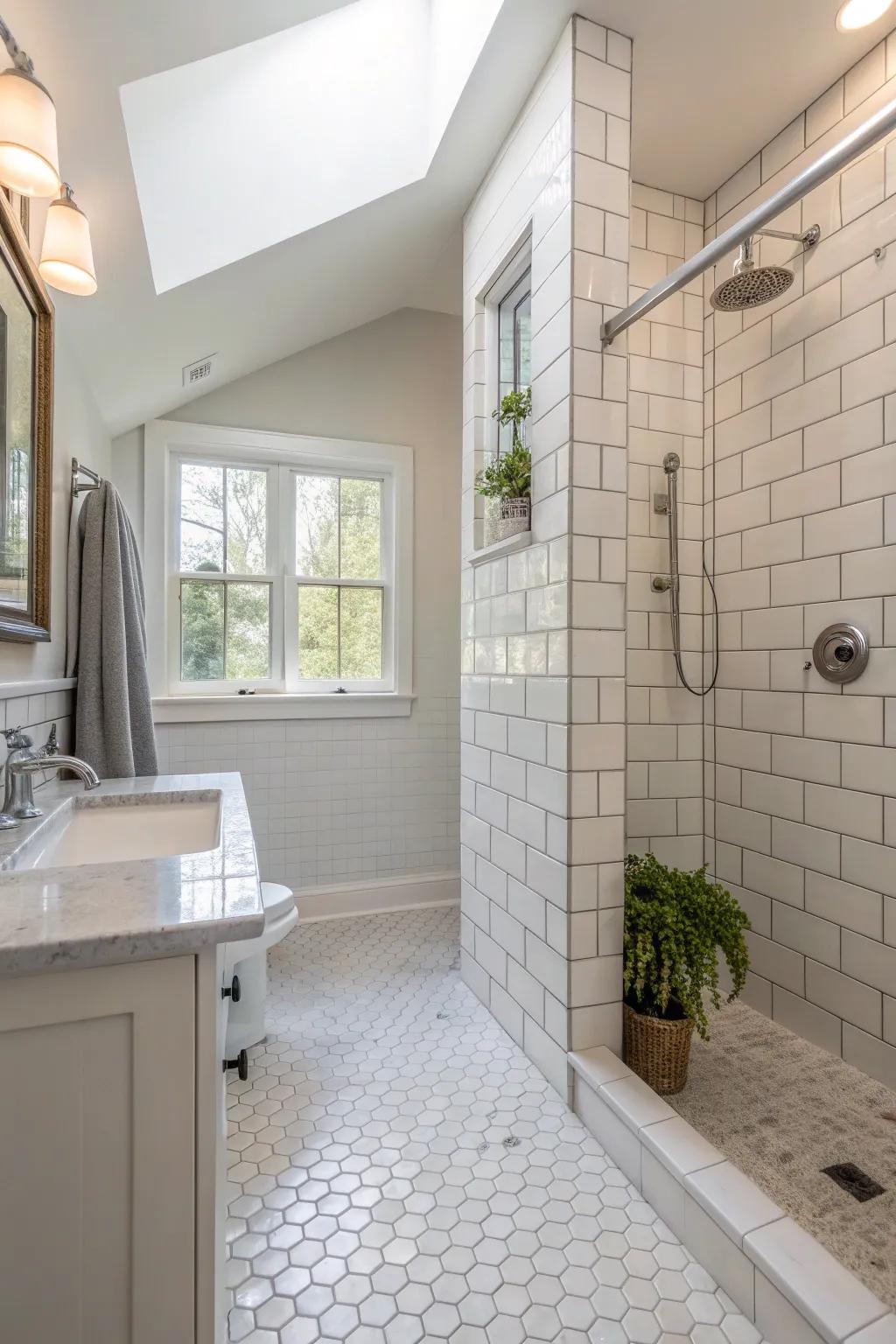 Embrace the timeless charm of subway tiles for a crisp and clean shower design.