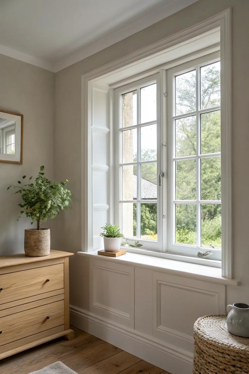 Illuminate your space with classic white trim for a fresh and timeless look.