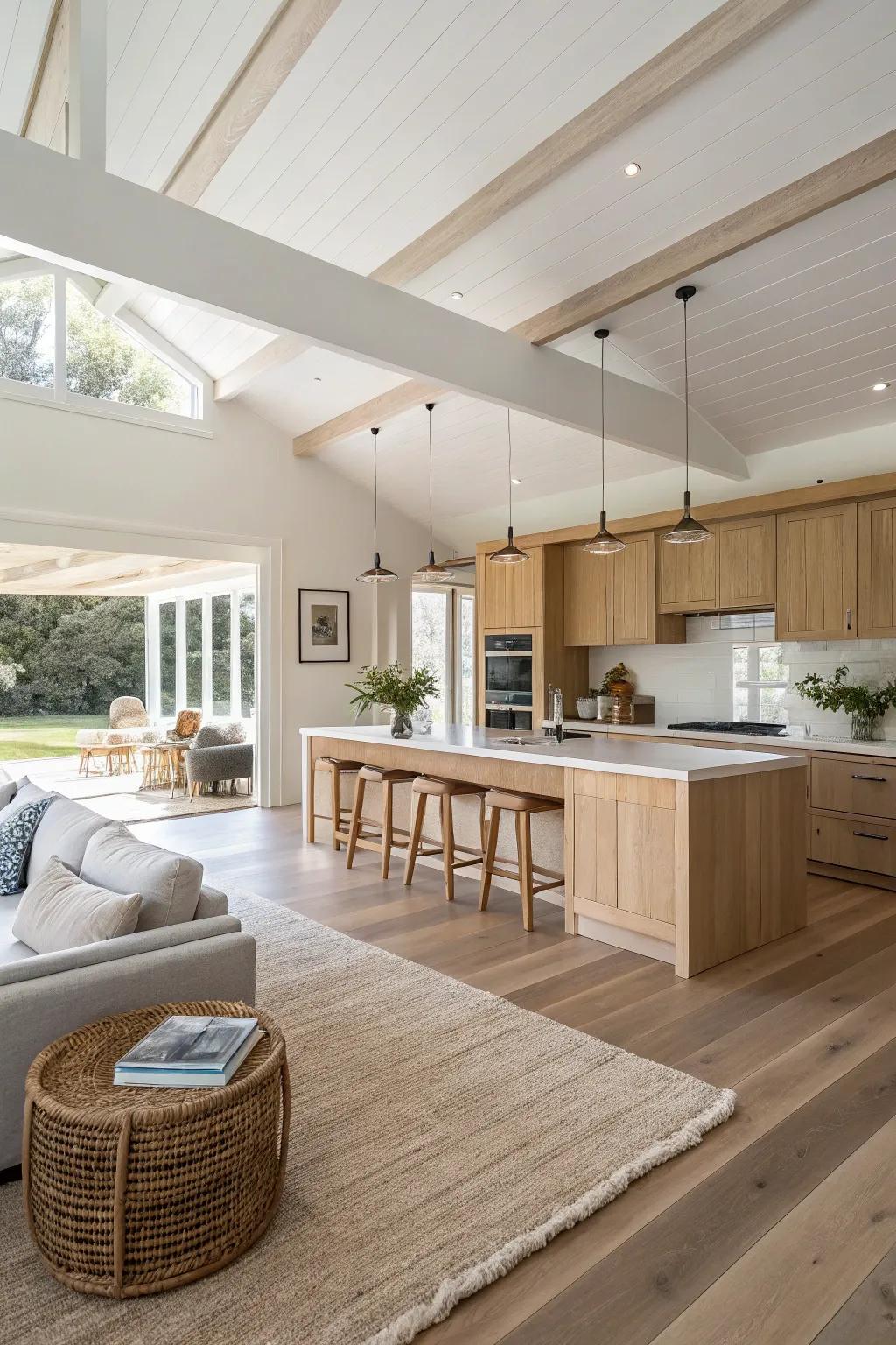 Open up your space with a kitchen that flows effortlessly into your living area. #OpenPlanLiving #KitchenDesign