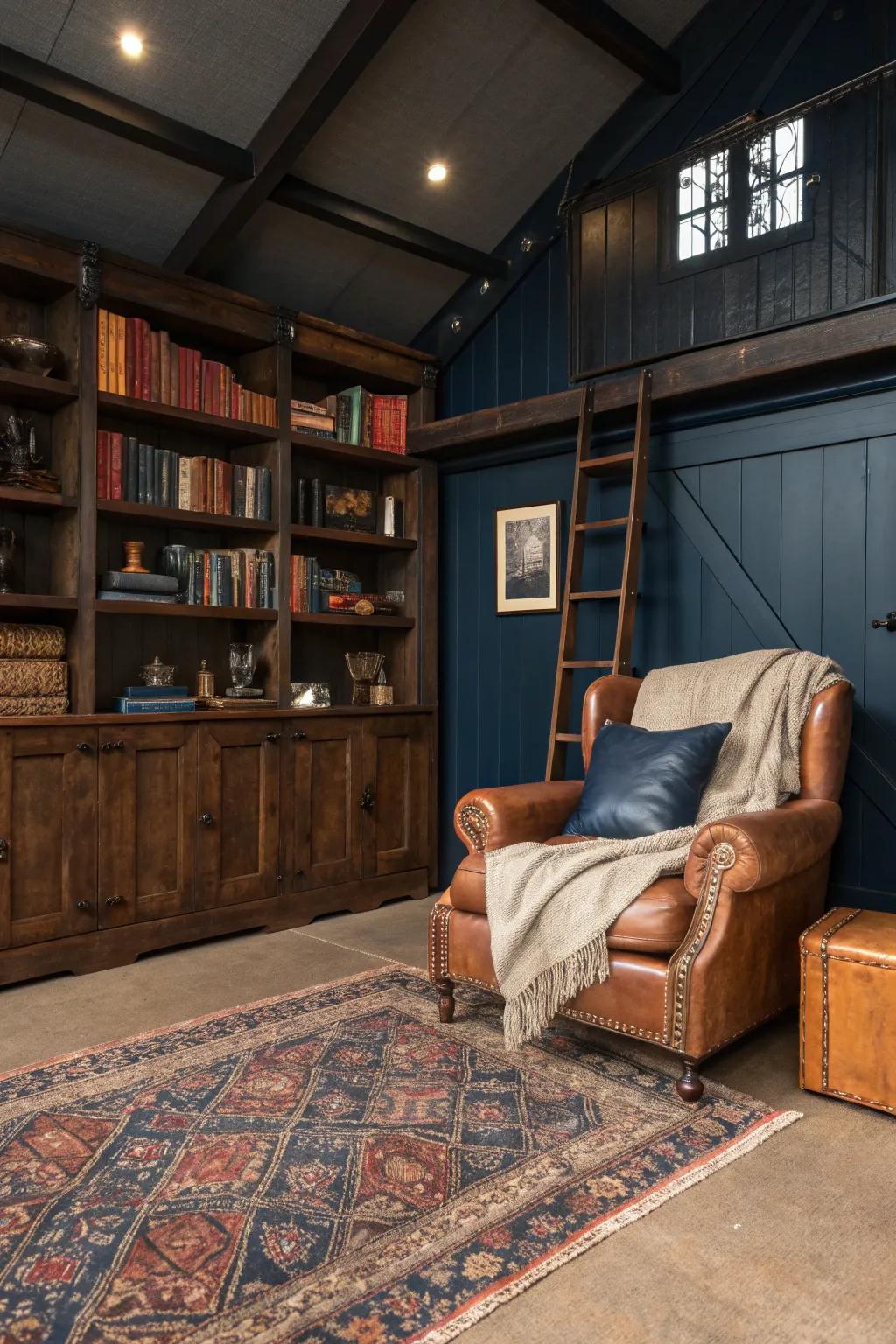 Relax in style with a loft lounge that combines comfort with a touch of nostalgia.