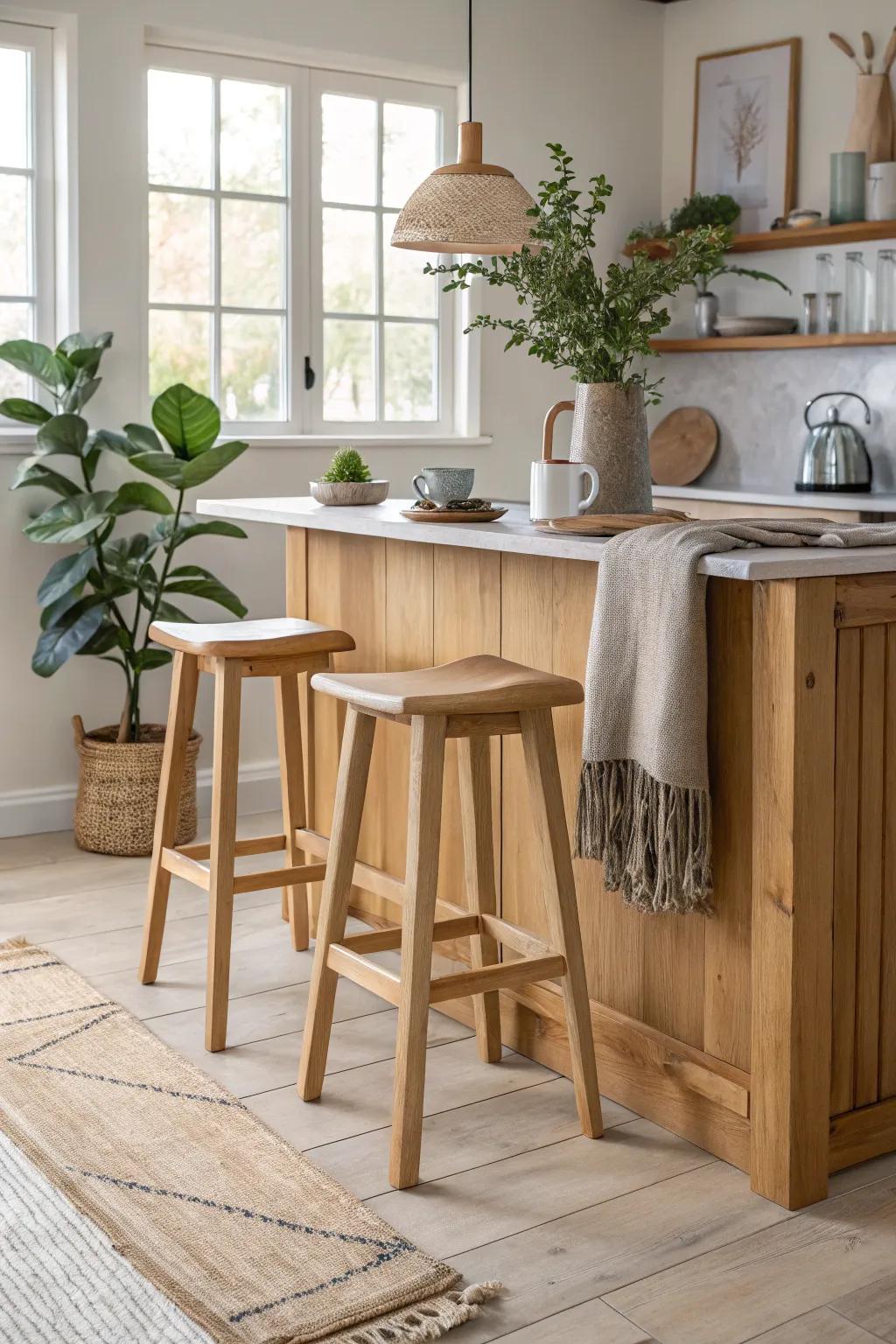 Embrace simplicity with minimalist wooden stools that offer elegance and utility.