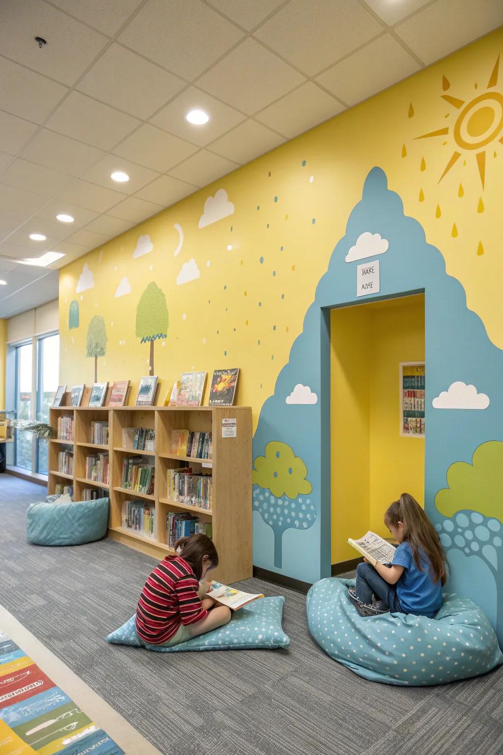 Use vibrant colors to bring energy and warmth to your library space.