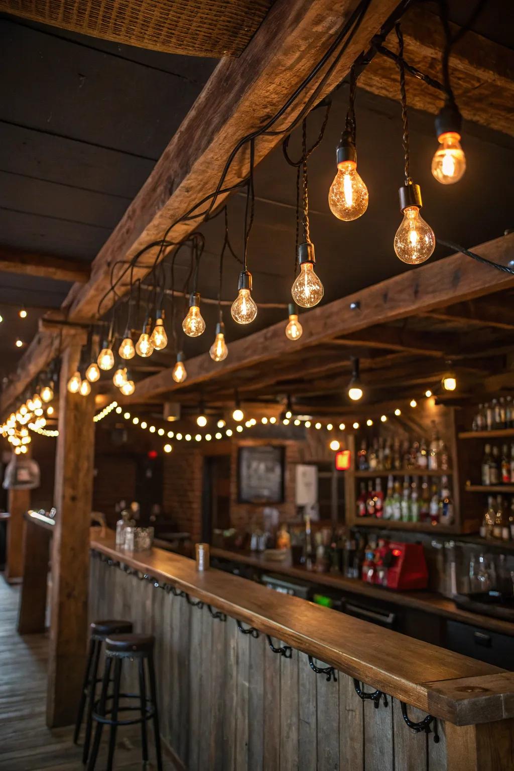Edison bulbs cast a warm, inviting glow that's perfect for intimate gatherings. #EdisonBulbs #RusticCharm