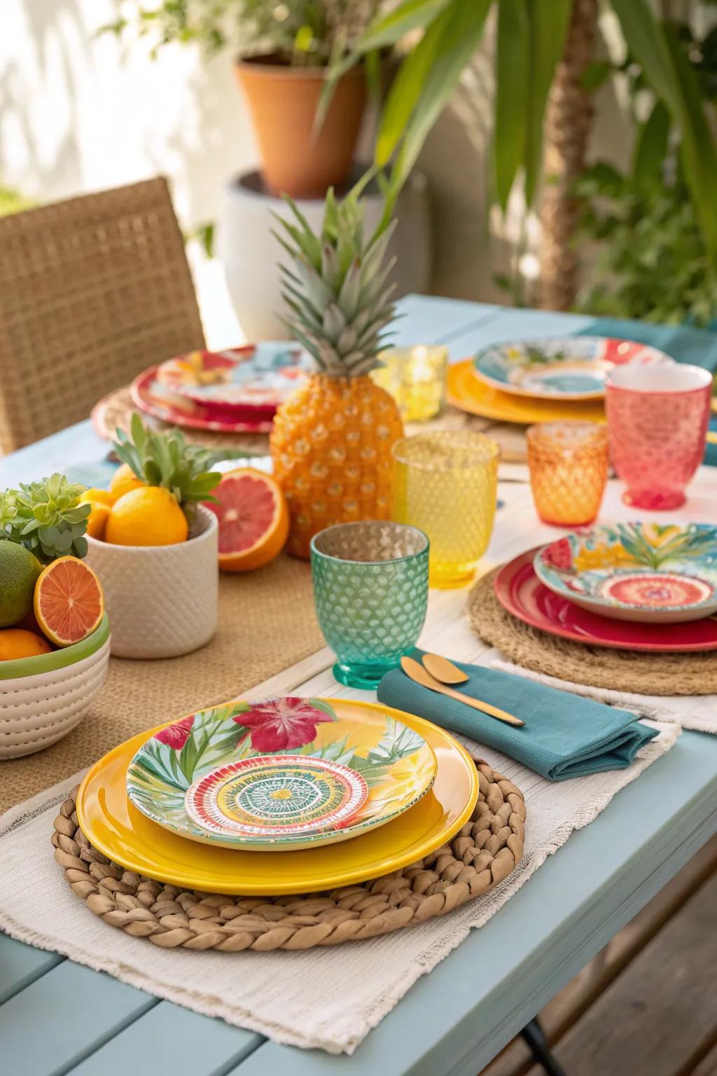 Bring the lively energy of summer to your table with a vibrant mix of colors that brighten up any gathering.