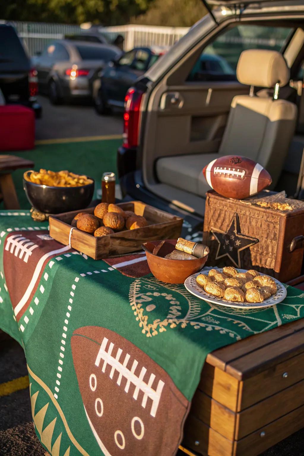 Turn your tailgate into a touchdown with classic football-themed decorations.