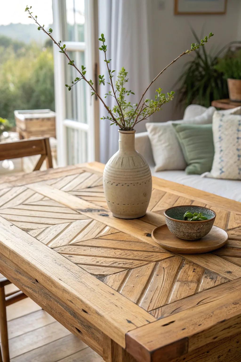 Add history to your home with a reclaimed wood table that offers unmatched charm and character.