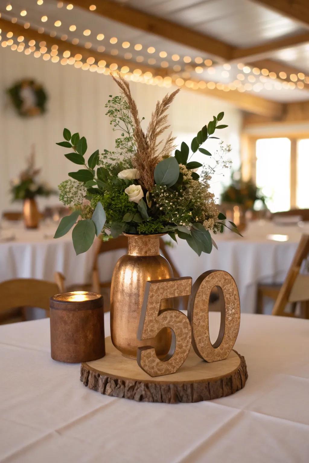 Add a touch of glamour with metallics that elevate your centerpiece to new heights.