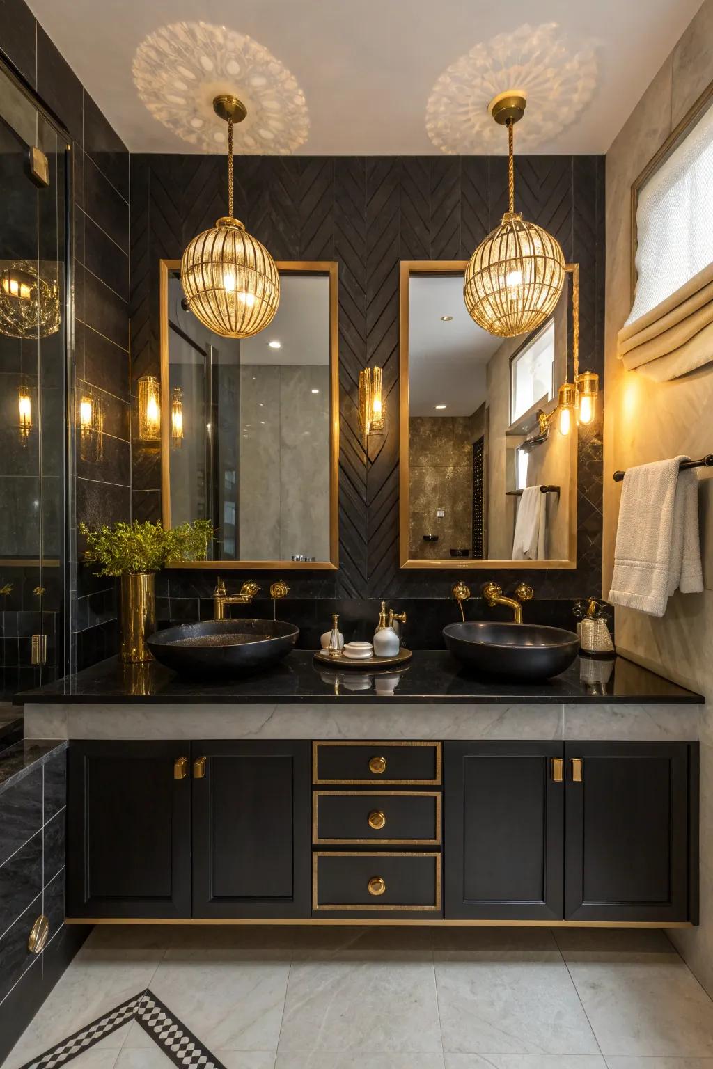 Transform your space with bold lighting that complements black countertops.