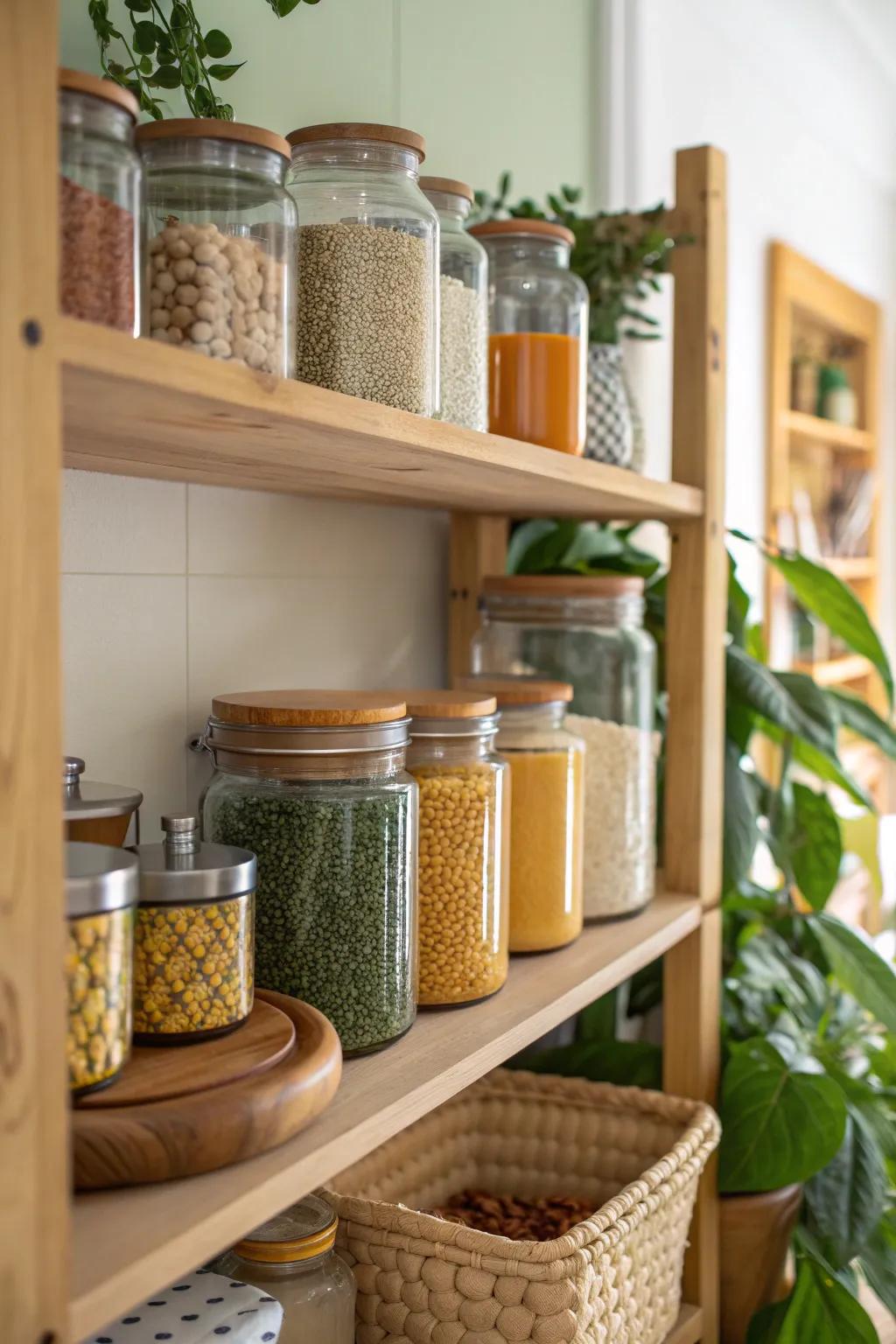Give old jars new life as chic storage solutions for a sustainable and organized home. #EcoFriendly #UpcycledStorage