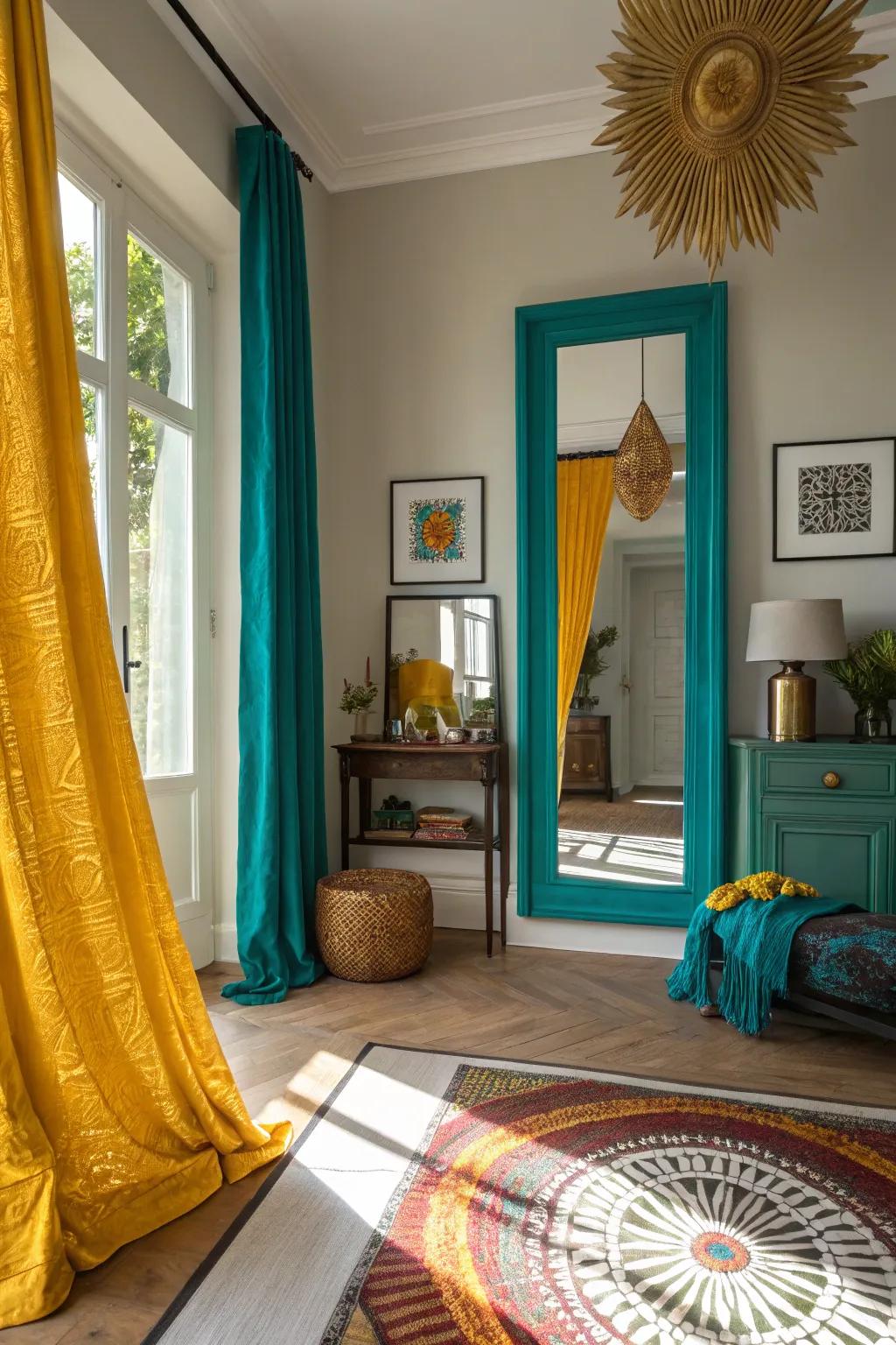 Reflect beauty by combining mirrors with your art collection.