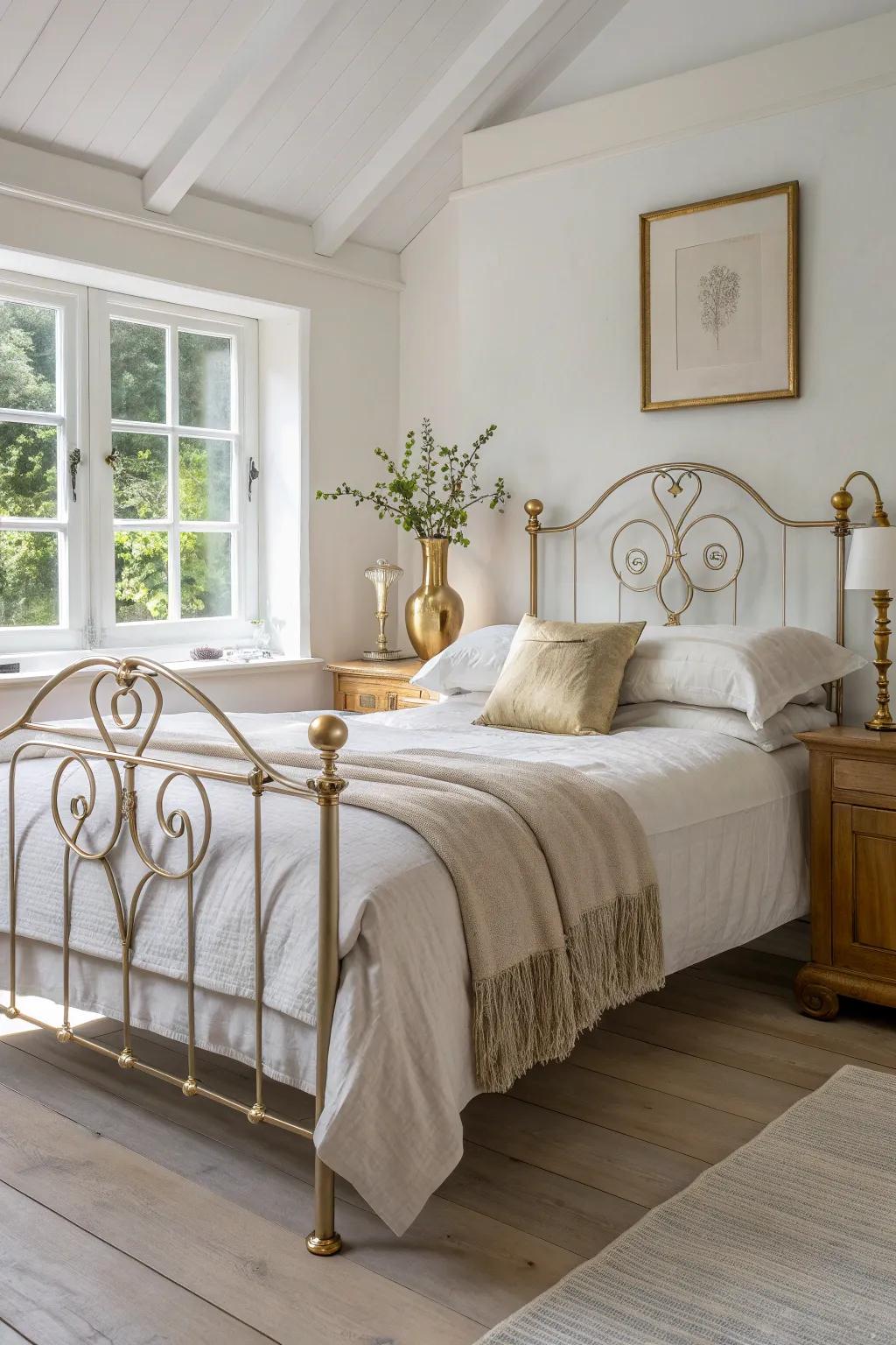 Infuse your space with glamour, where metallic accents and wrought iron create a dazzling, sophisticated retreat.