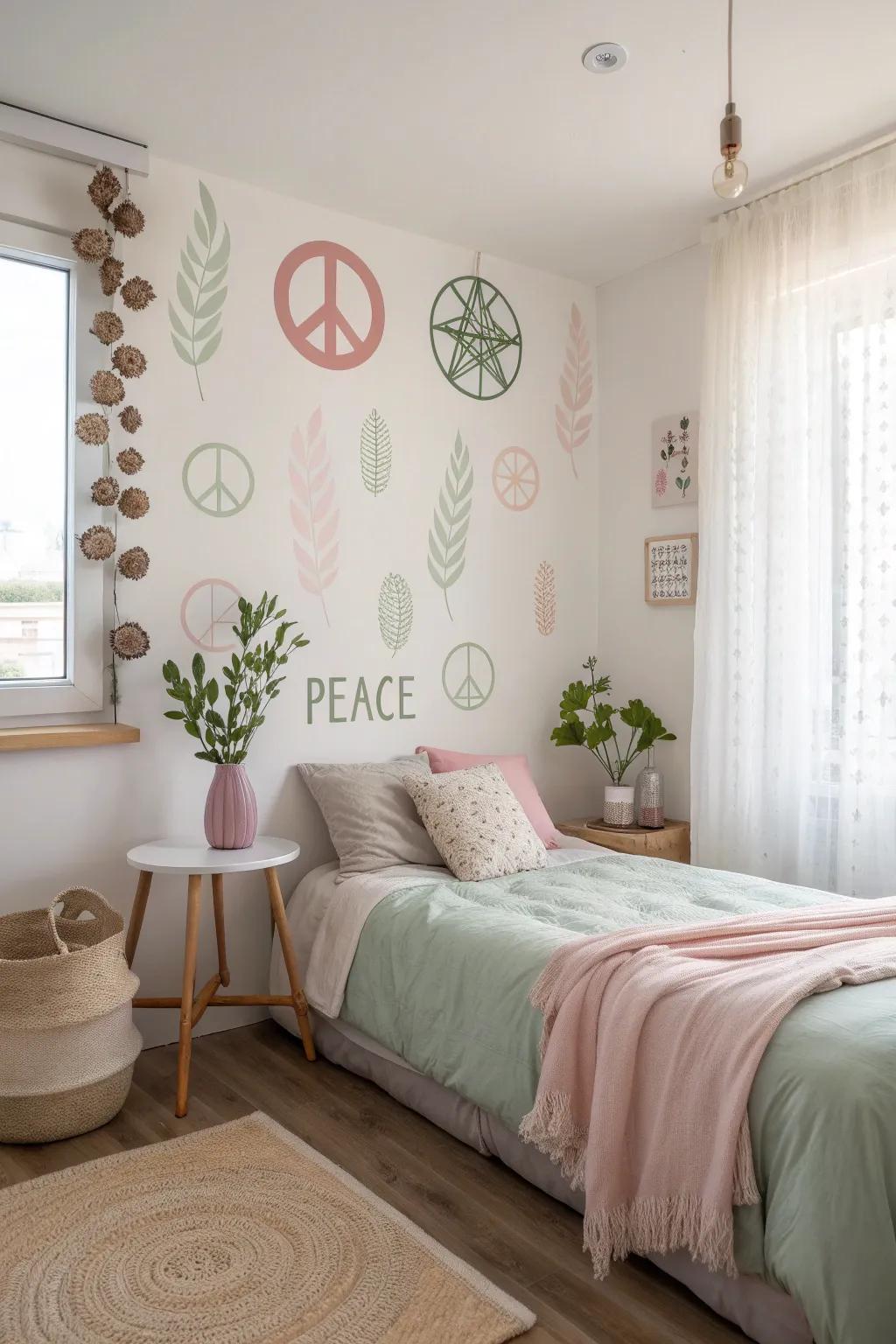 Create a calming retreat with peace sign stickers that bring harmony to your space. ✌️ #CalmDecor #PeacefulVibes