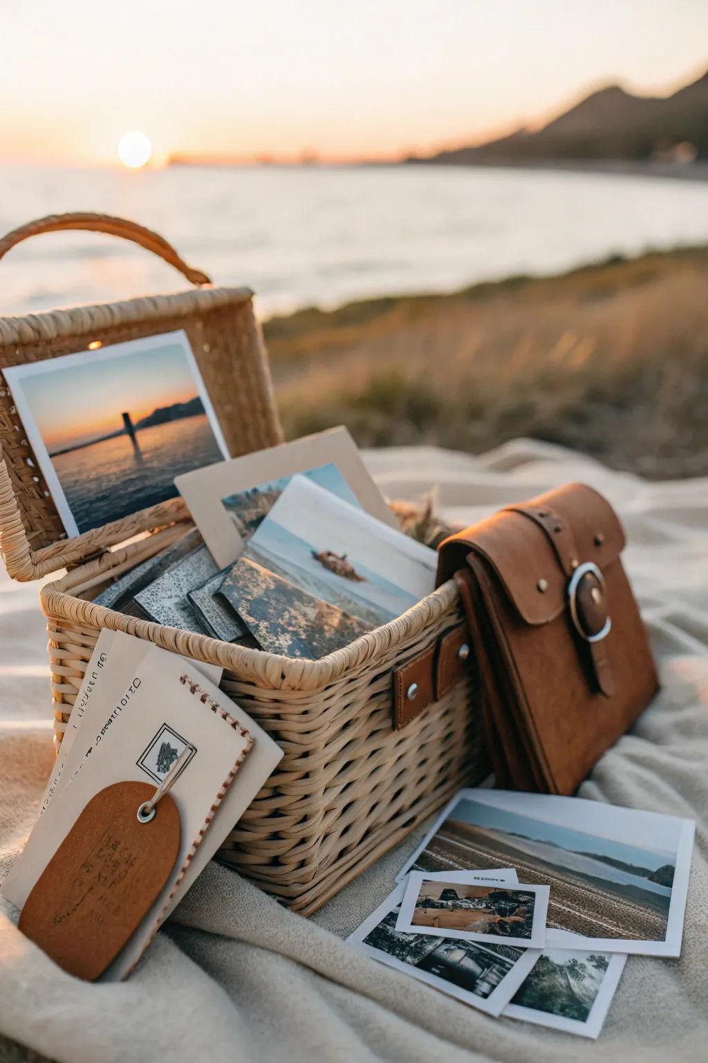 Capture life's adventures with a travel memories basket that tells a story.