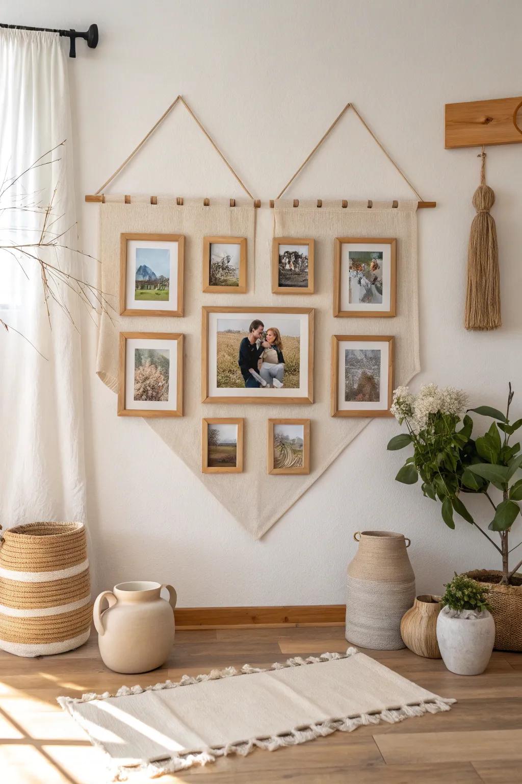 Add a creative twist with a shape arrangement that brings personality and visual flair to your photo wall.