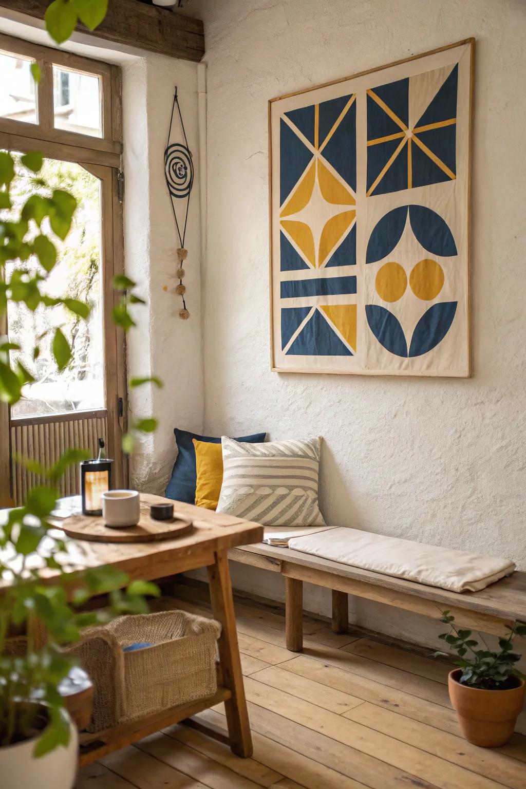 Make a bold statement with a geometric sign that brings color and energy to your space.