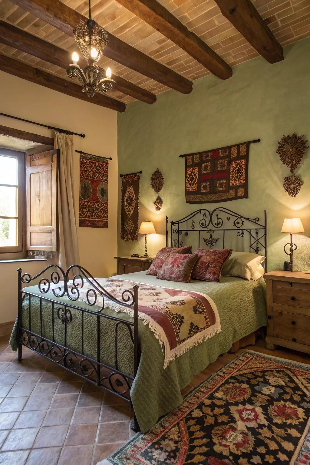 Celebrate the beauty of craftsmanship, where handcrafted decor and wrought iron create an inviting, personal retreat. 🎨🛏️ #ArtisanDecor #HandcraftedHome