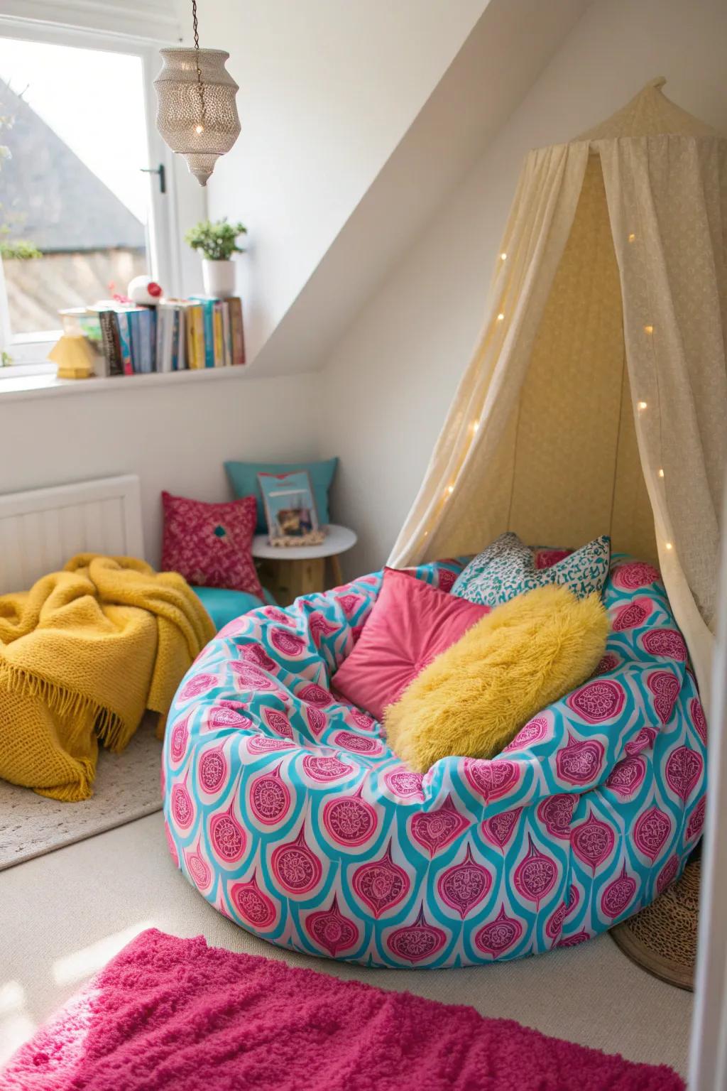 Transform a corner into a cozy reading nook, inviting relaxation and a love for books.