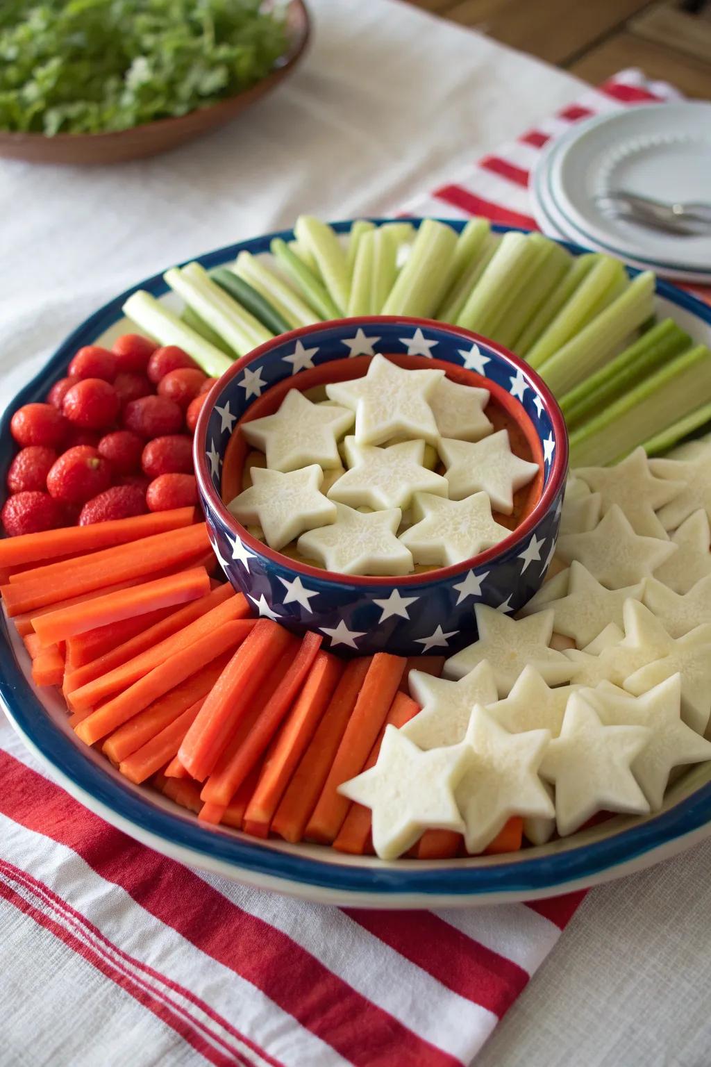 Add some starry flair to your veggie tray with this simple and delightful arrangement.