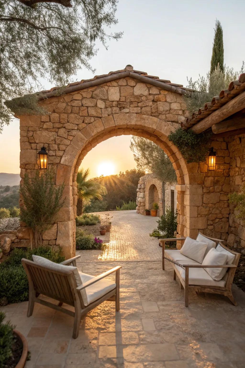 Bring the warmth of the Mediterranean into your home with rustic stone arches.