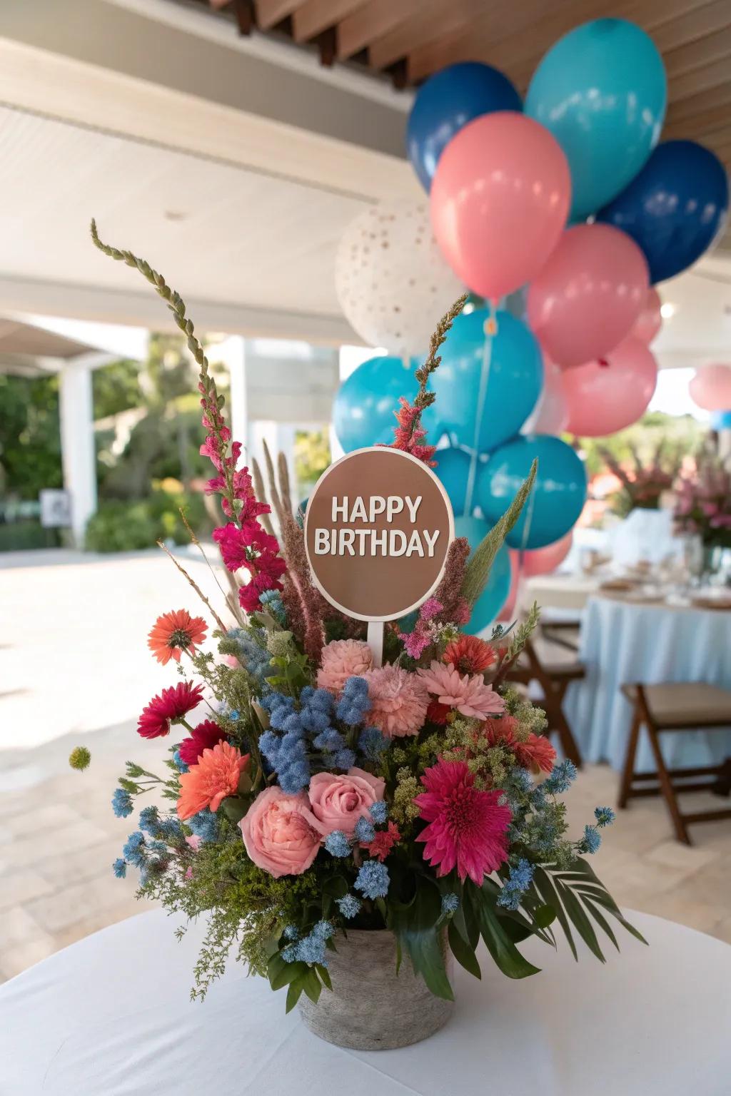 Personalize your birthday arrangements with themed decorations for a more festive touch.
