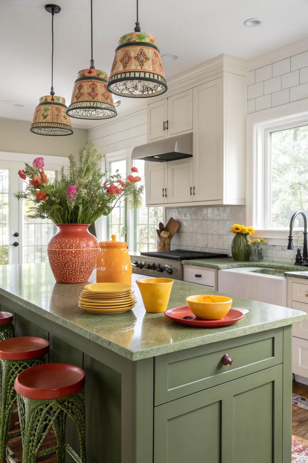 Evoke a sense of calm with earthy tones that complement your bungalow's natural charm.