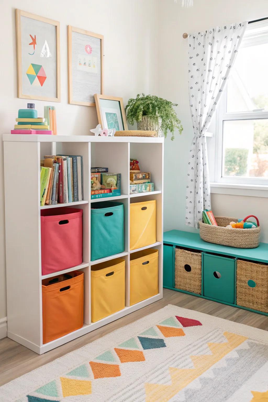 Shelves that make both books and toys easy to find and fun to display.