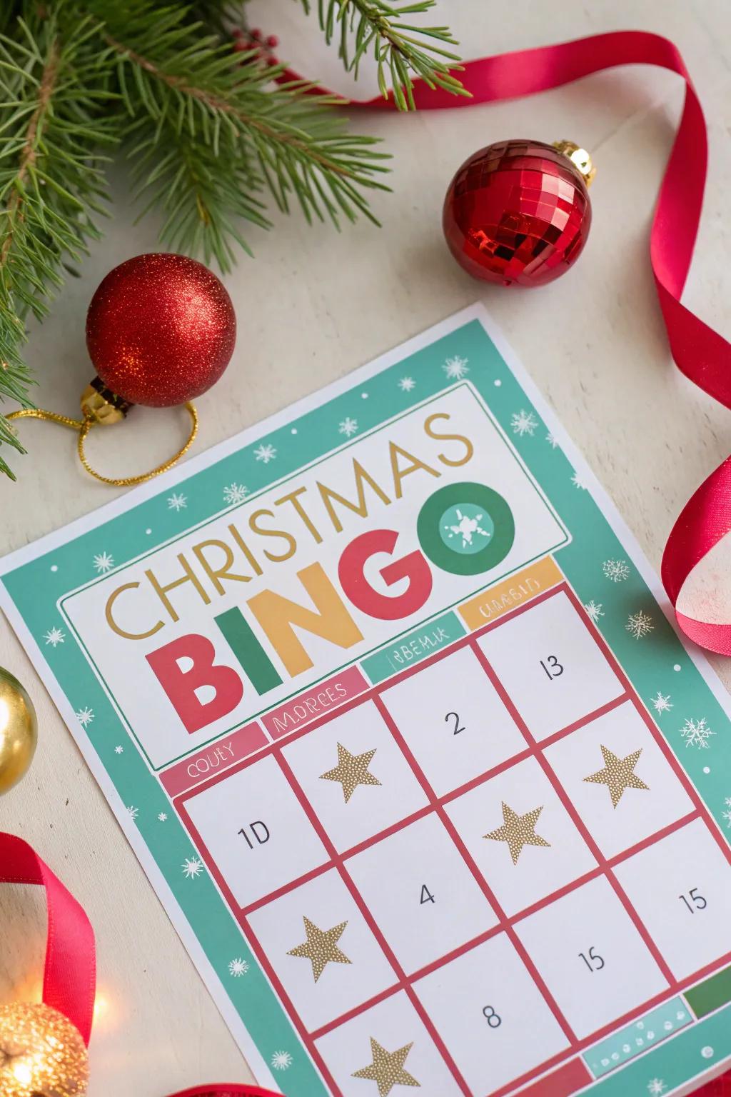 Brighten up your holiday celebrations with vibrant, festive bingo card designs.