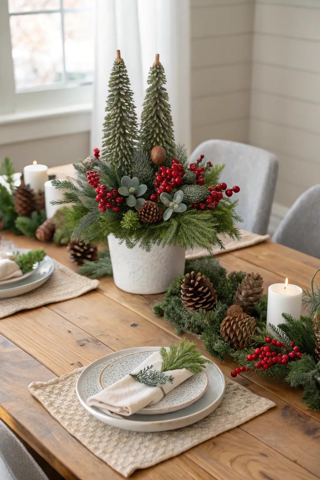 Bring nature indoors with a festive centerpiece that captures the essence of the season.