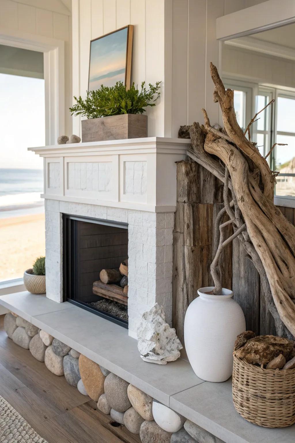 Add a touch of rustic charm with driftwood accents that speak of the sea's timeless beauty.