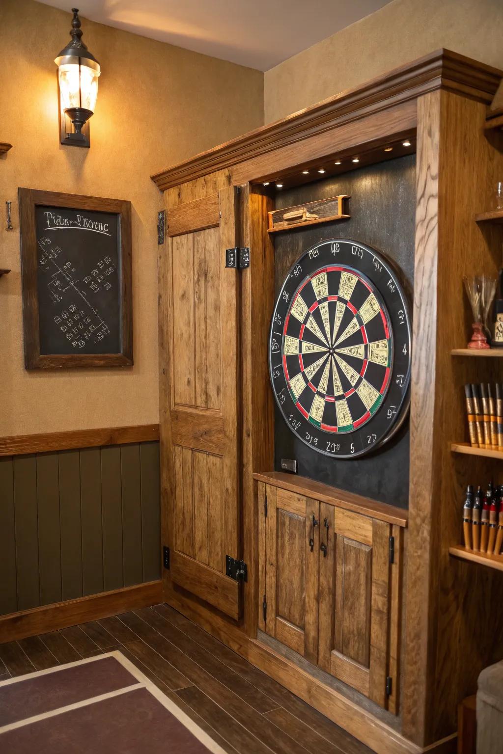 Score in style with chalkboard panels that bring a playful element to your game setup.