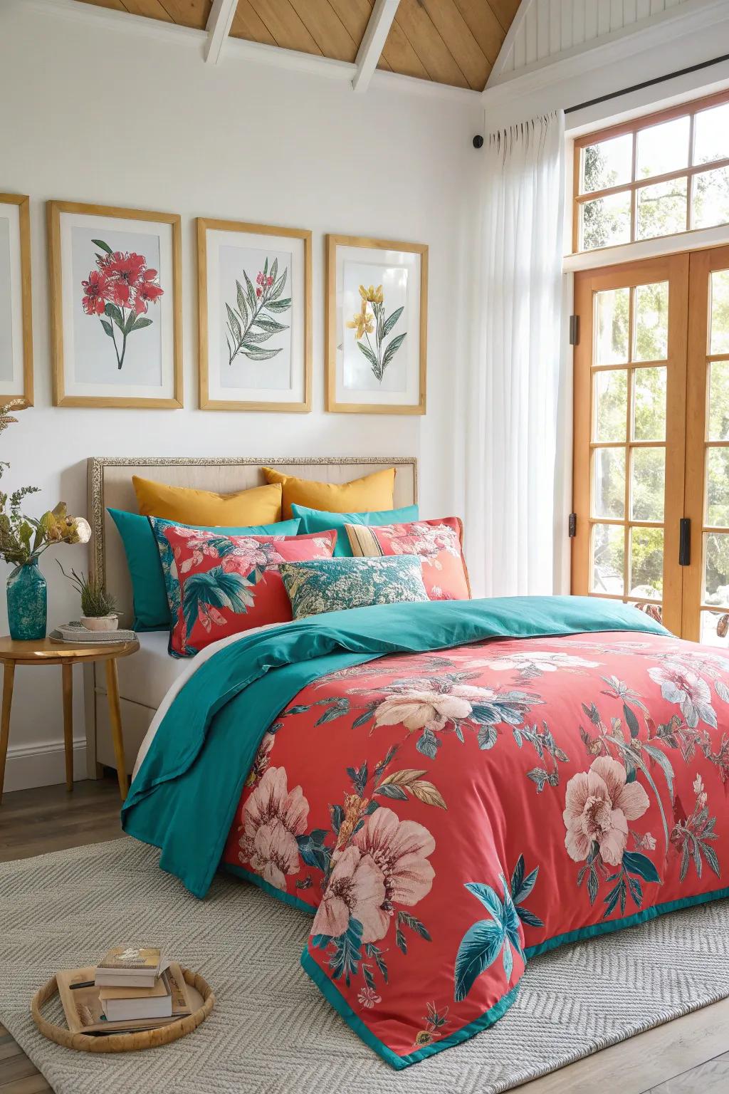 Floral bedding adds an instant touch of nature to your bedroom decor.
