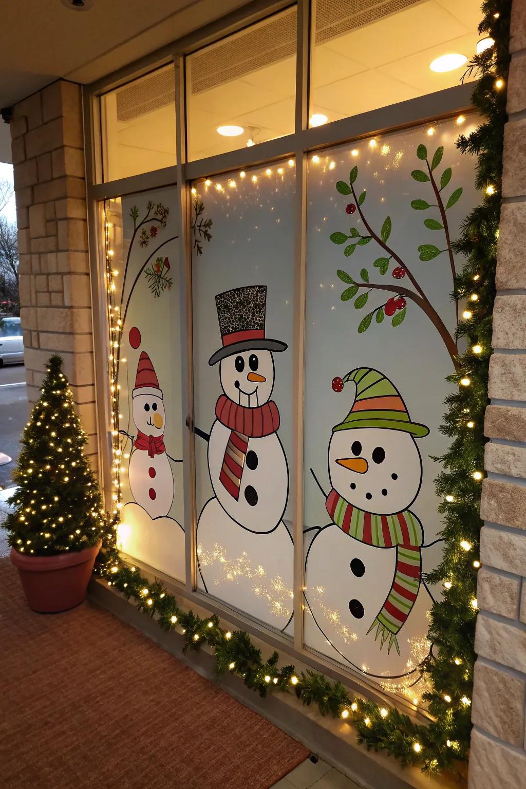 Bring a smile to your street with a snowman family full of character and charm.