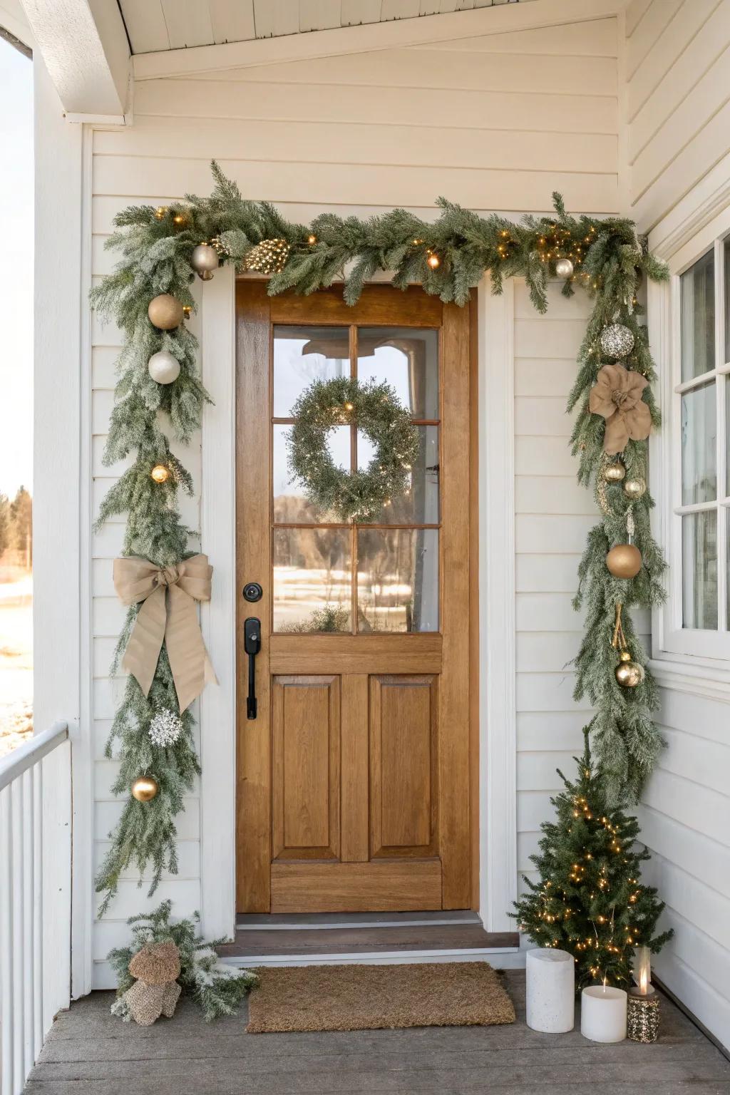 Make a grand entrance with a beautifully adorned doorway that greets you with holiday cheer.