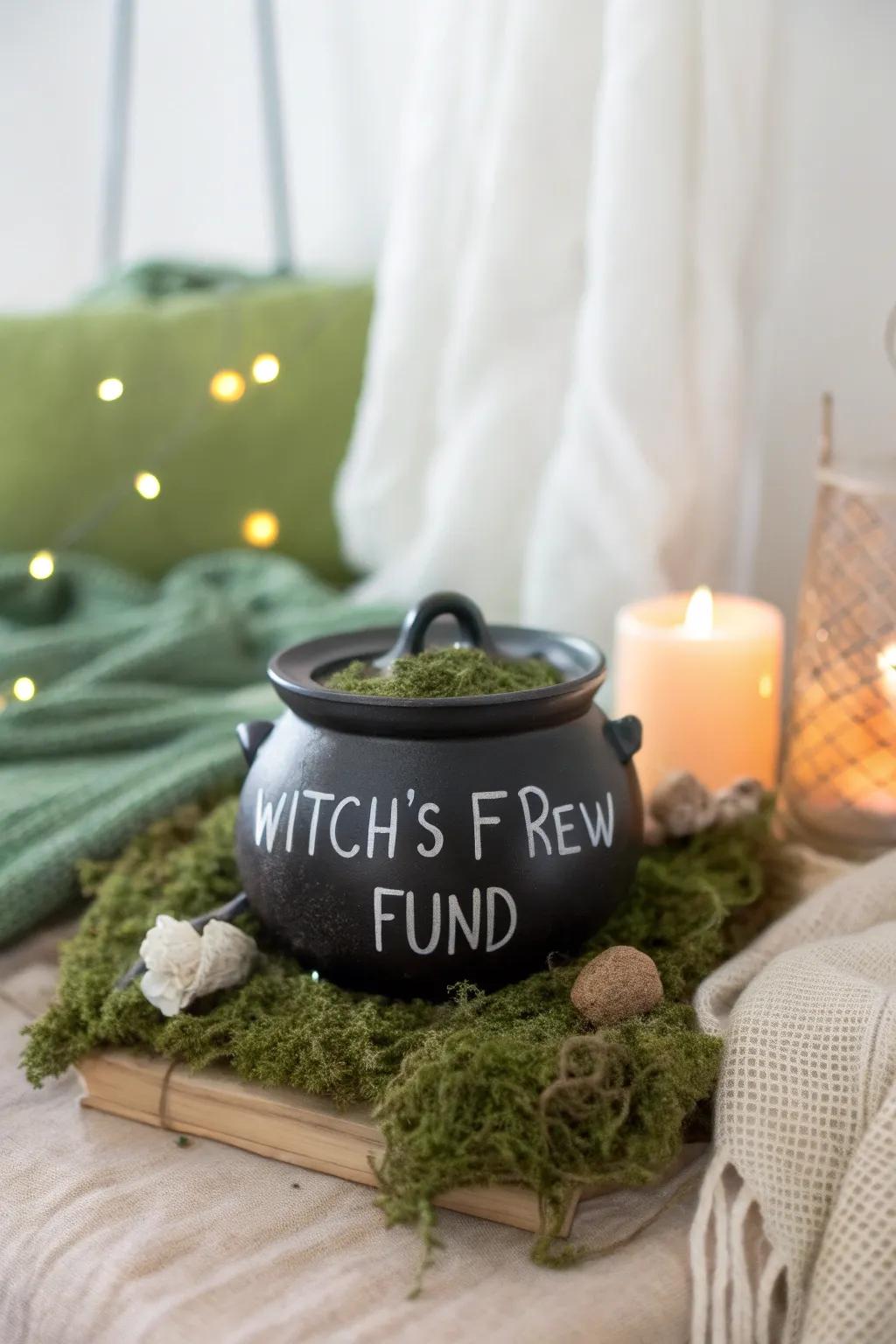 Brew up some fun with a cauldron tip jar that invites patrons to contribute.