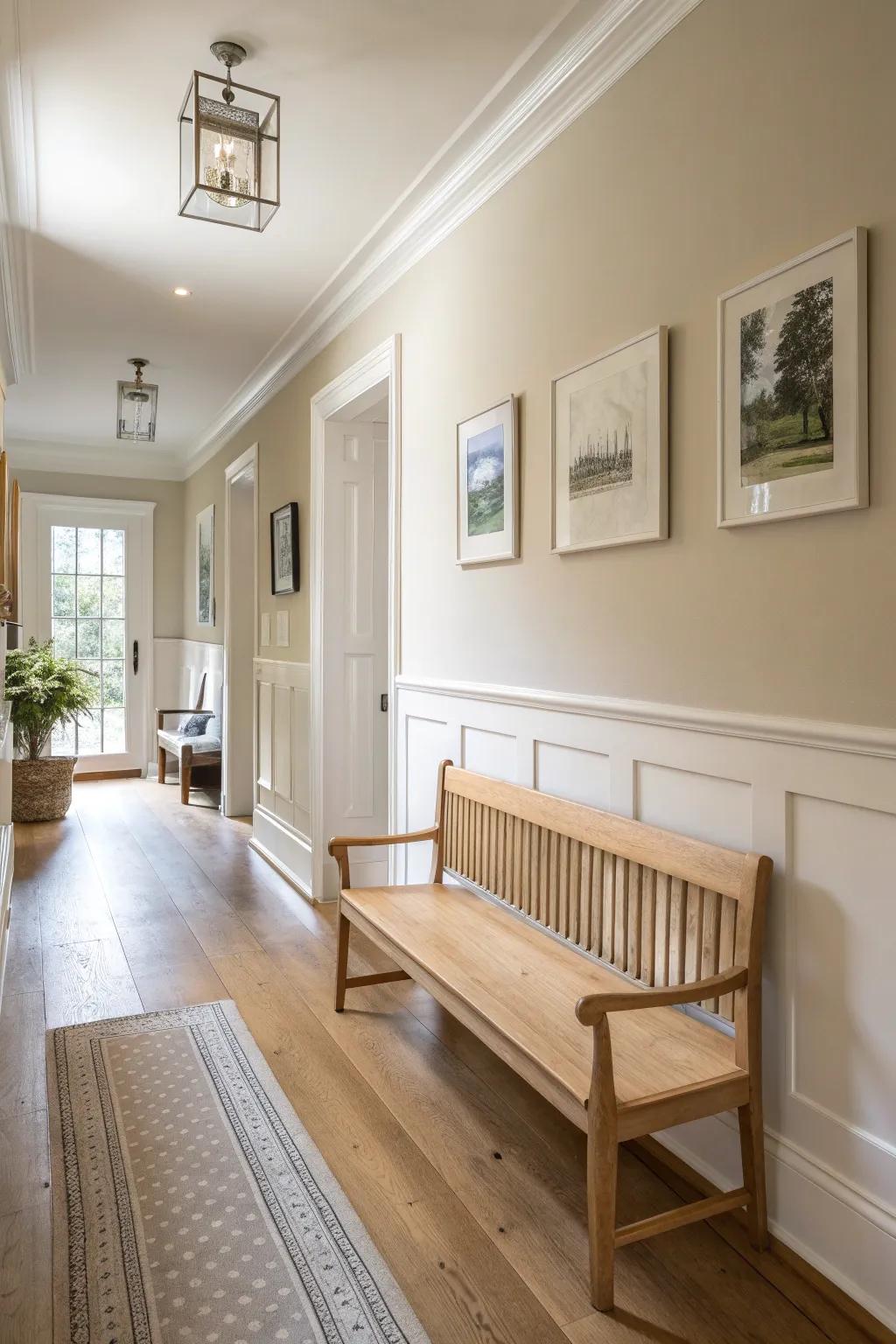 Enhance your hallway's aesthetic with elegant chair rails that define and protect.