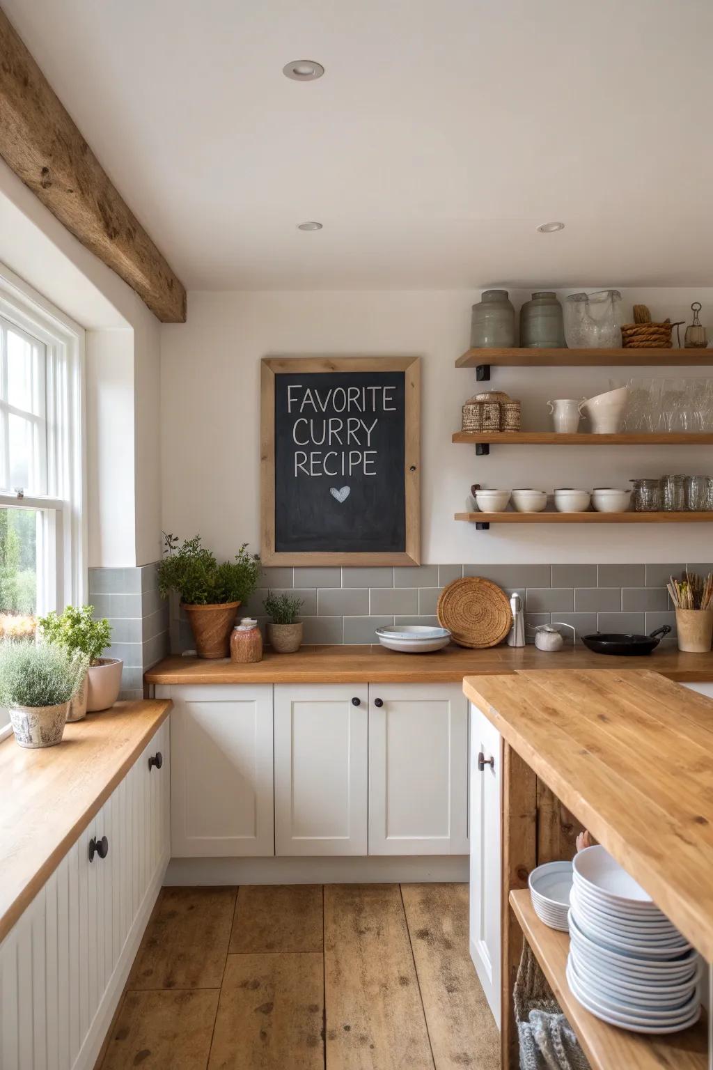 Keep your favorite recipes and weekly menu at your fingertips with a handy chalkboard display.