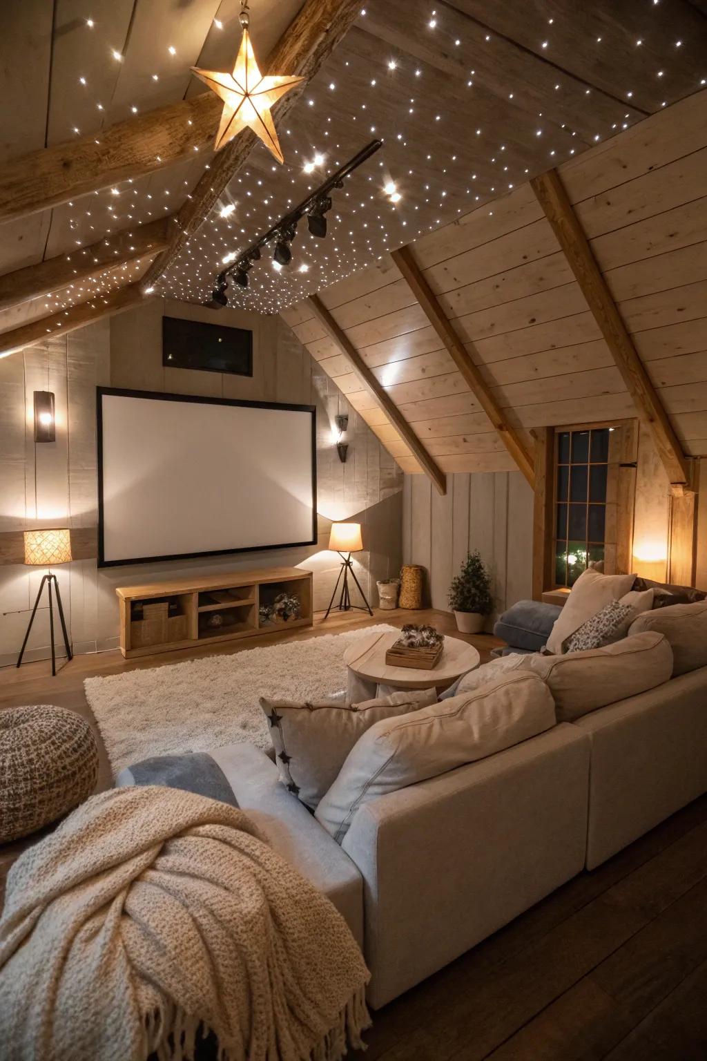 Illuminate your space with enchanting ambient lighting for a magical movie experience. 🌟 #LoftLiving #AmbientLighting