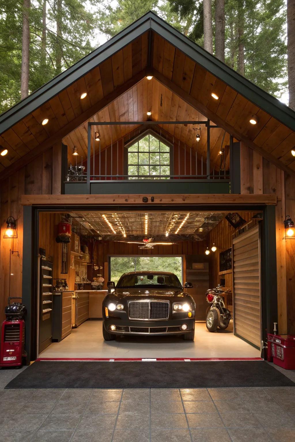 Make your prized vehicle the centerpiece of your man cave with strategic lighting.